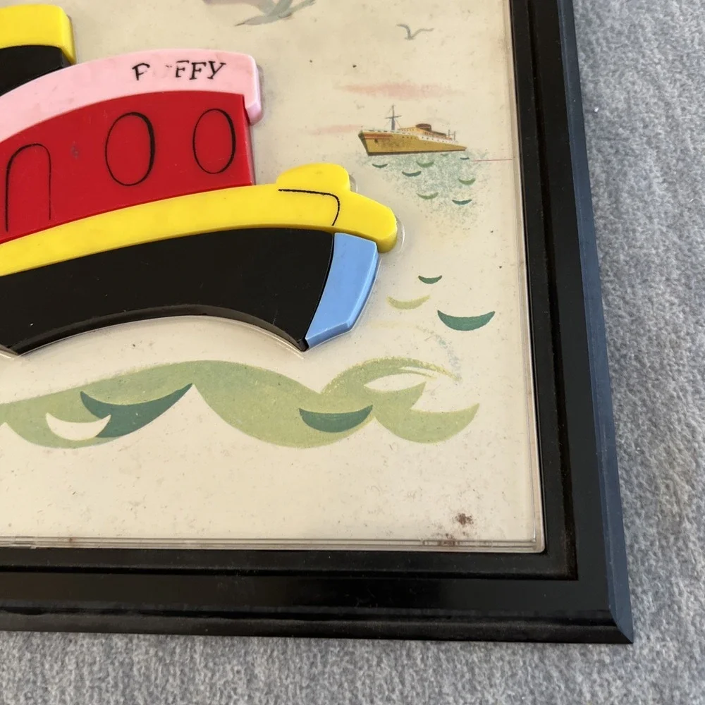 Child Guidance Toys Tugboat Puzzle Vintage 1962 Collectible Wall Art Magnetic